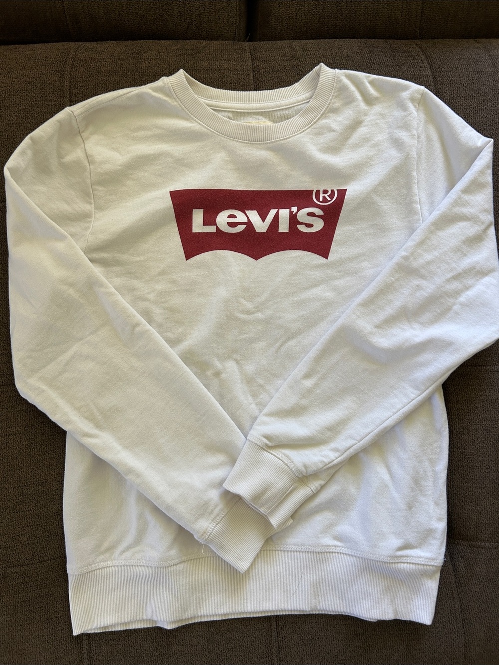 Levi's White Crewneck Sweatshirt with Red Logo